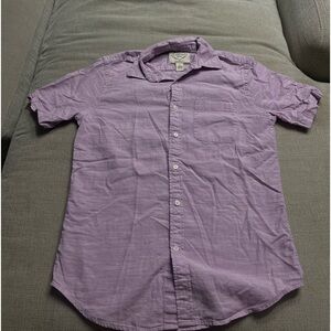St Johns Bay Mens Purple Button Up Shirt Short Sleeve Size S